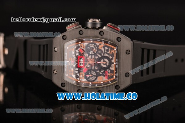 Richard Mille RM 011 Felipe Massa Flyback Chronograph Swiss Valjoux 7750 Automatic Carbon Fiber Case with Skeleton Dial Black Inner Bezel and Rose Gold Markers - 1:1 Original - Click Image to Close